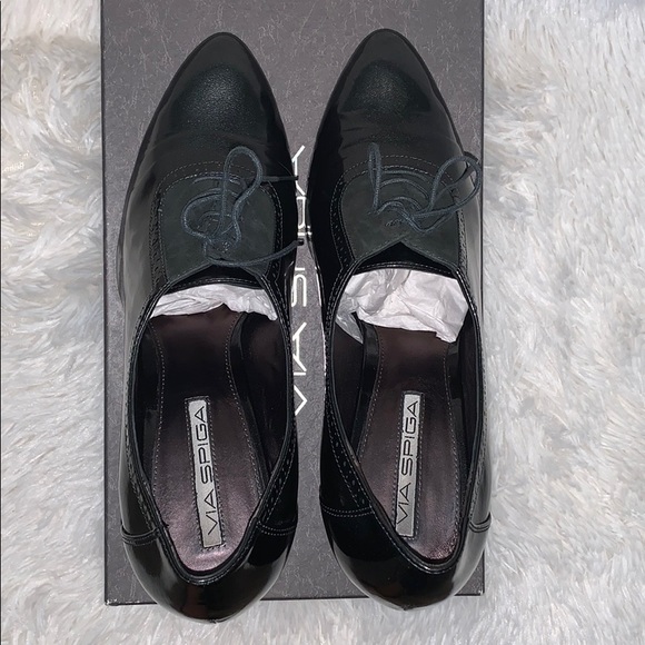 🎉HP🎉 Via Spiga heeled patent Oxford shoes sz 9 - Picture 7 of 11
